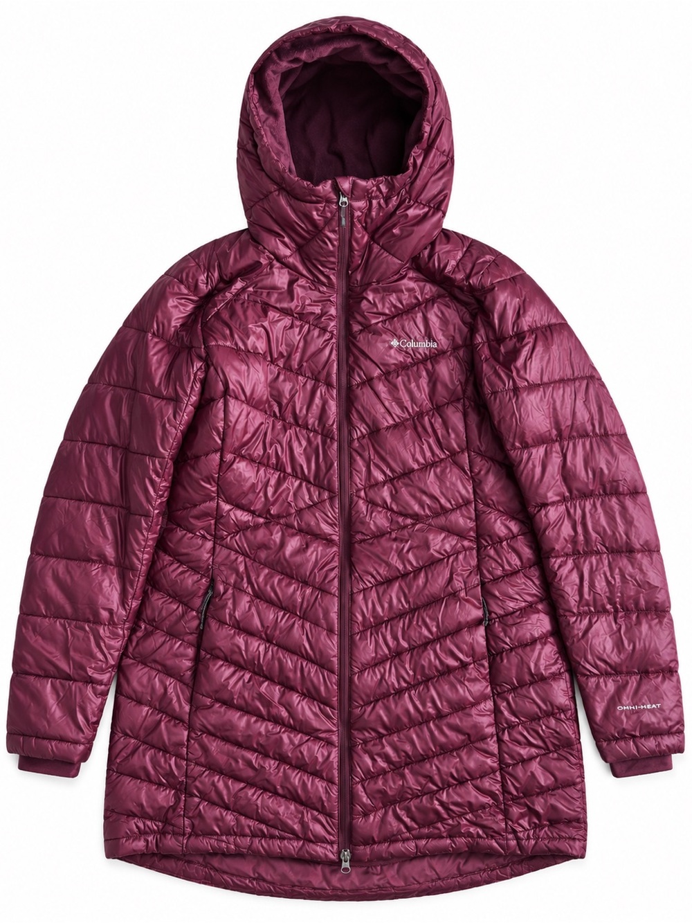 Columbia Burgundy Omni-Heat Hooded Puffer Jacket Warm Winter Coat Large